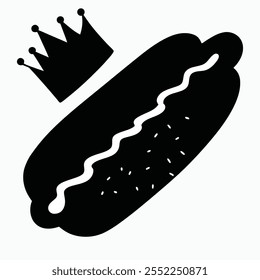 Royal Hot Dog with Crown: Fun Vector Illustration
