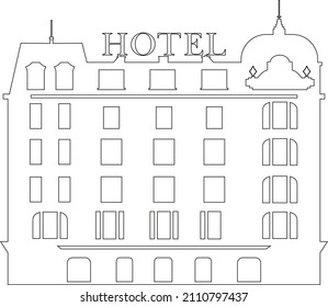 Royal Hotel Sticker on white background. Black and white hotel icon symbol. Vector hotel sticker