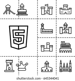 Royal icon. set of 13 outline royalicons such as castle, crown