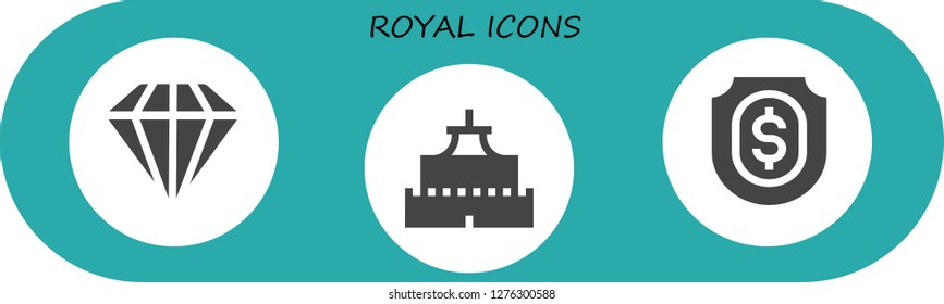  royal icon set. 3 filled royal icons. Simple modern icons about  - Diamond, Castle, Shield