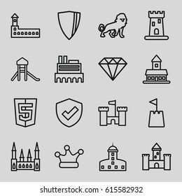 Royal icons set. set of 16 royal outline icons.