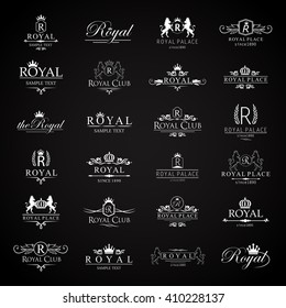 Royal Icons Set-Isolated On Black Background-Vector Illustration,Graphic Design