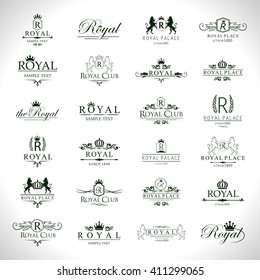 Royal Icons Set-Isolated On Gray Background-Vector Illustration,Graphic Design. Collection Of Royal Icons.Modern Concept, Royal Logotype