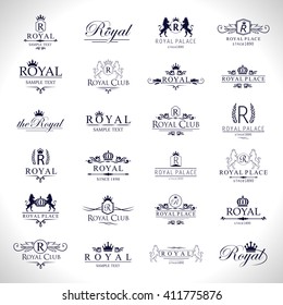 Royal Icons Set-Isolated On Gray Background-Vector Illustration,Graphic Design. Collection Of Royal Icons.Modern Concept, Royal Logotype