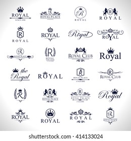 Royal Icons Set-Isolated On Gray Background-Vector Illustration,Graphic Design. Collection Of Royal Icons.Modern Concept, Royal Logotype