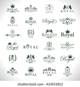 Royal Icons Set-Isolated On Gray Background-Vector Illustration,Graphic Design. Collection Of Royal Icons.Modern Concept, Royal Logotype