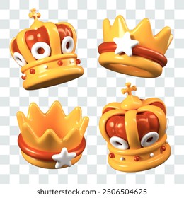 Royal and imperial crown. Headdresses of various kings. Set of vector detailed elements