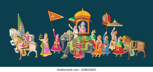 Royal Indian Wedding  Barat illustration