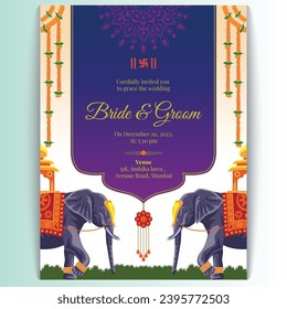 Royal indian wedding card design, invitation template