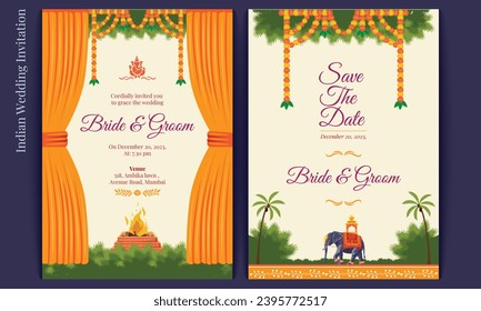 Diseño de la tarjeta de boda india real, plantilla de invitación