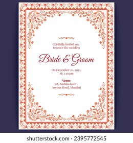 royal indian wedding card design, invitation template