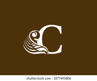 Royal Initial C Letter logo icon,Classic floral ornament monogram design vector.