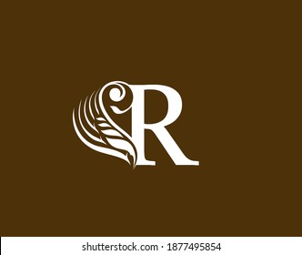 Royal Initial R Letter logo icon,Classic floral ornament monogram design vector.