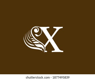 Royal Initial X Letter logo icon,Classic floral ornament monogram design vector.