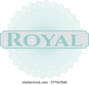 Royal inside money style emblem or rosette