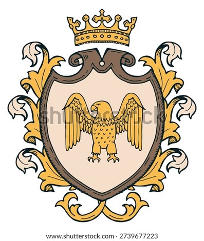 Royal insignia in medieval style. Eagle heraldry emblem