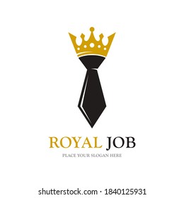 Royal job with tie and crown vector logo template. Suitable for business, web, job, art and design