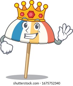 The Royal King of beach umbrella cartoon character design with crown