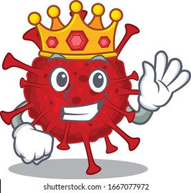 The Royal King of betacoronavirus cartoon character design with crown