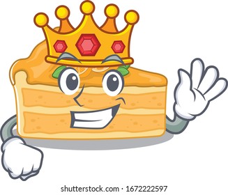 The Royal King of cheesecake orange cartoon character design with crown