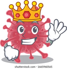 The Royal King of coronavirus disease cartoon character design with crown