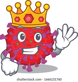 The Royal King of coronavirus particle cartoon character design with crown