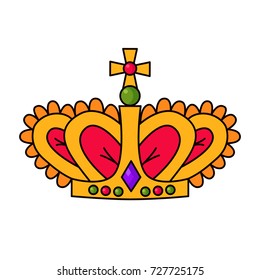 Royal king crown doodle colorful icon