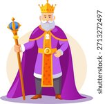Royal King with Crown and Scepter in Regal Attire