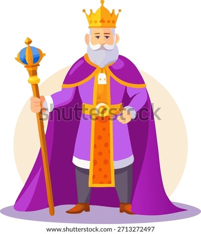 Royal King with Crown and Scepter in Regal Attire