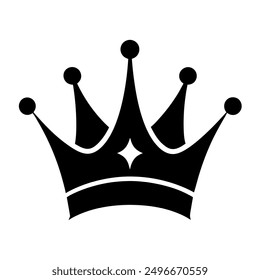 Royal king crown silhouette icon, ideal for creating regal designs. Perfect for graphic projects requiring an elegant and majestic crown symbol in vector format