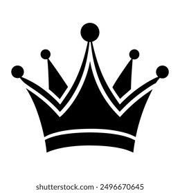 Royal king crown silhouette icon, ideal for creating regal designs. Perfect for graphic projects requiring an elegant and majestic crown symbol in vector format