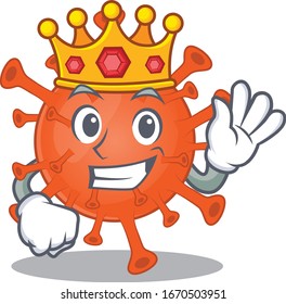 The Royal King of deadly corona virus cartoon character design with crown