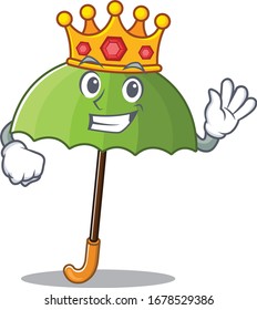 The Royal King of green umbrella cartoon character design with crown