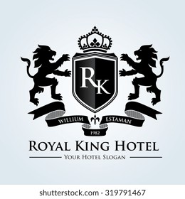 Royal King Hotel, Luxury Crest Logo Template