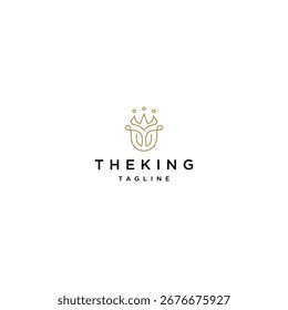 Royal king line logo vector design template
