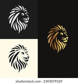 Icono de la corona del león del rey real. Elegante oro León logotipo animal Premium símbolo de identidad de marca de lujo