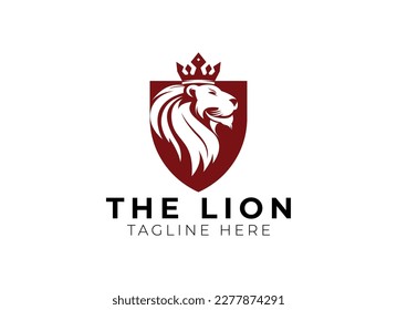 Royal king lion crown symbols. Elegant gold Leo animal logo. Premium luxury brand identity icon. Vector illustration.