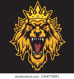 Royal king lion crown symbols. Elegant gold Leo animal logo