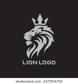 Royal king lion crown symbols. Elegant gold Leo animal logo. Red, White and Premium luxury brand identity icon. Vector illustration.