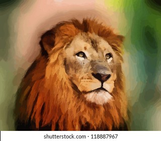 Royal King Lion with Majestic Face Portrait Vector