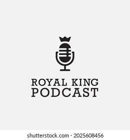 Royal King Podcast Microphone Icon. Web Symbol Logo Template Design Element.