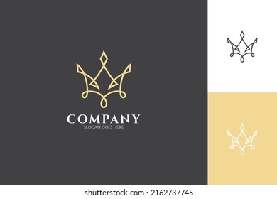 Royal king or queen crown logo, continuous line design style, luxurious, mature, geometric and sophisticated