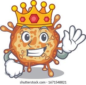 The Royal King of retro virus corona cartoon character design with crown