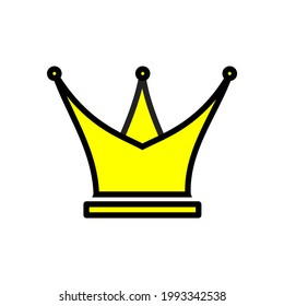 Royal king yellow crown vector icon isolated on white.