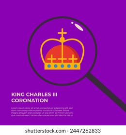 Royal King3 Golden crown on blue background.  Flat vector illustration.