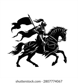 royal knight paladin cavalry warrior stencil vector