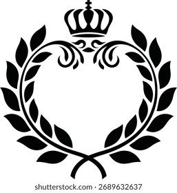 Corona de laurel real con Ilustración vectorial de diseño de emblema de Vector de la corona	