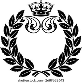 Royal Laurel Wreath with Crown Vector Emblem Design vector illustration	