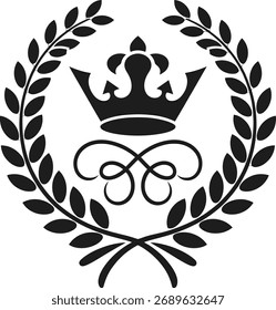 Royal Laurel Wreath with Crown Vector Emblem Design vector illustration	