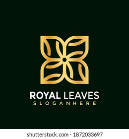 Royal Leaf Logo, Gold Nature Leaves kreative moderne Logos Design Vektorgrafik